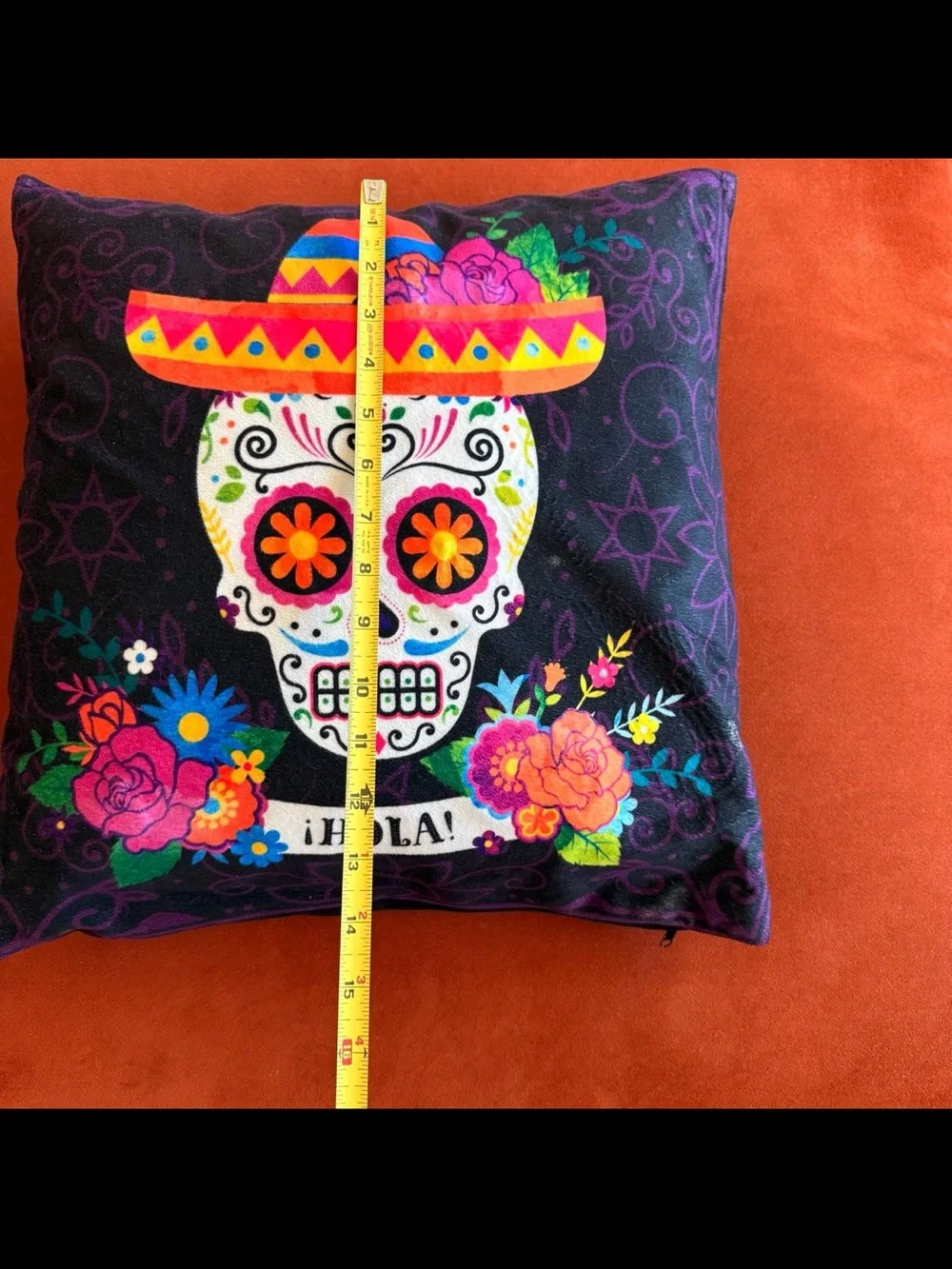 Día de los Muertos Light Up Throw Pillows Set of 2 Sugar Skull Fiesta